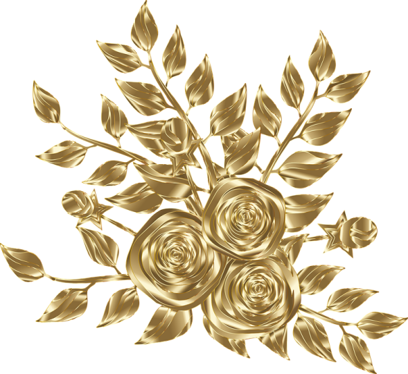 a bouquet of gold roses on a white background