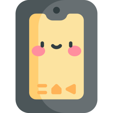 a cartoon phone with a face on it