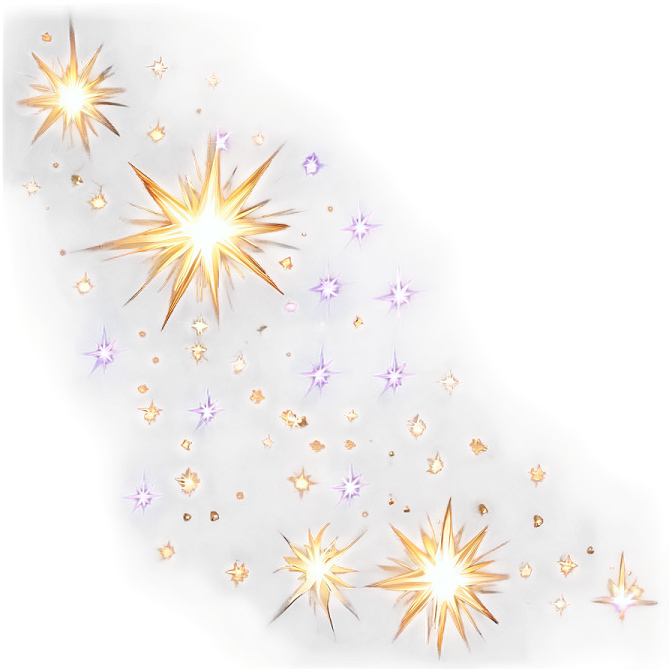 a white background with gold and purple stars