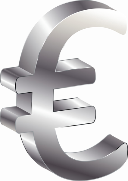 a silver euro symbol