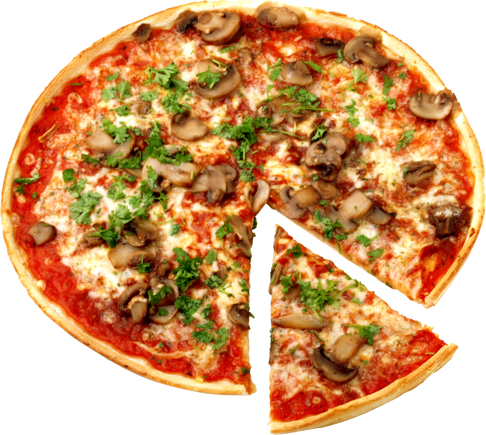 a pizza with mushrooms and cheese on it