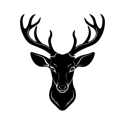 a deer head silhouetted on a white background