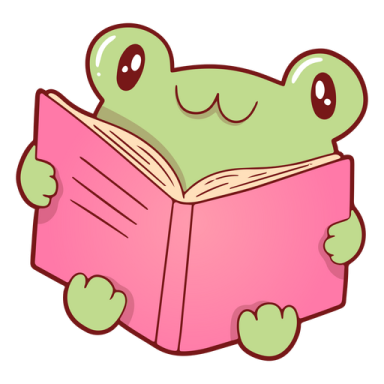 a frog reading a book