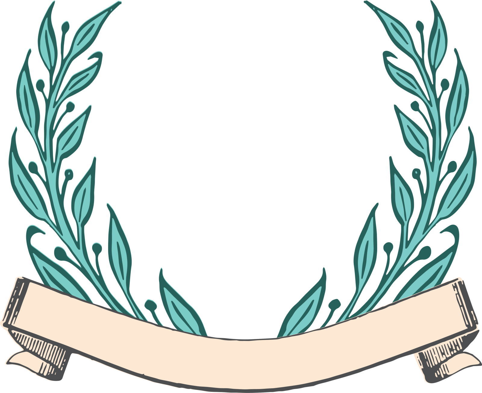 a laurel wreath with a ribbon