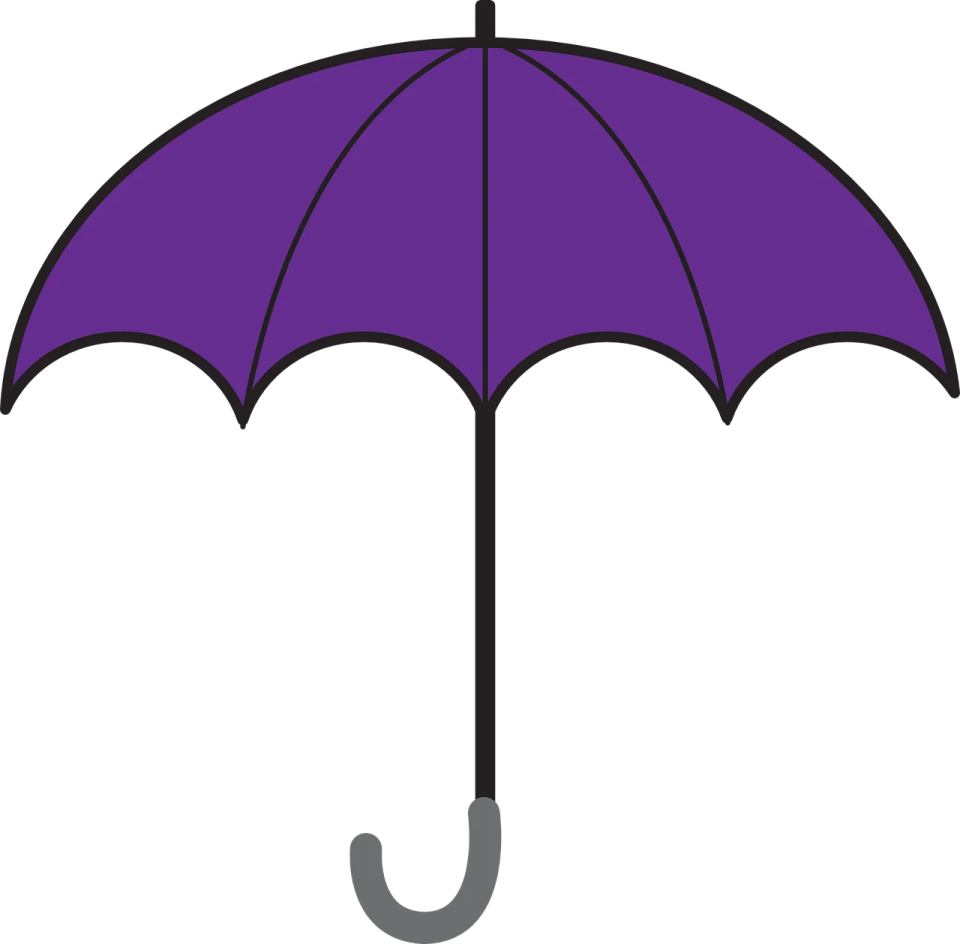 a purple umbrella on a white background