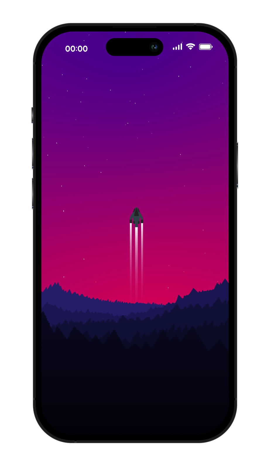 a phone case with an image of a space rocket in the sky
