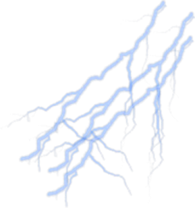 a white background with blue lightnings