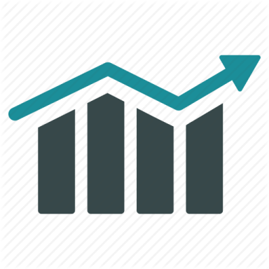a bar graph icon with an arrow pointing up
