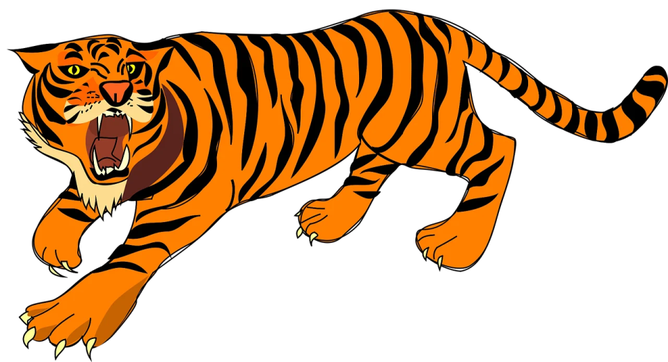 a cartoon tiger with its mouth open