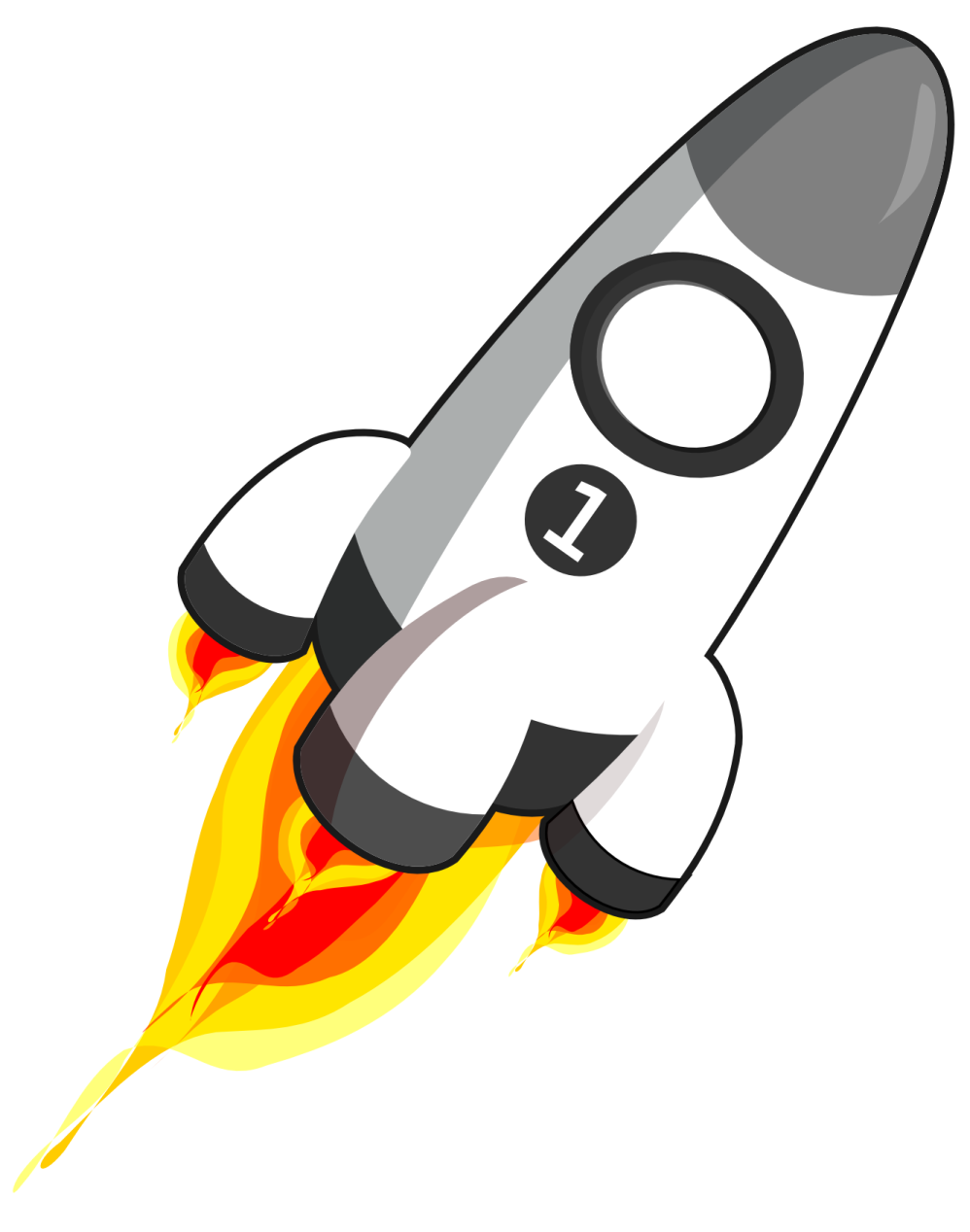 a cartoon rocket flying through the air