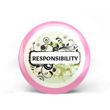 a pink ball with the word responsibility on it