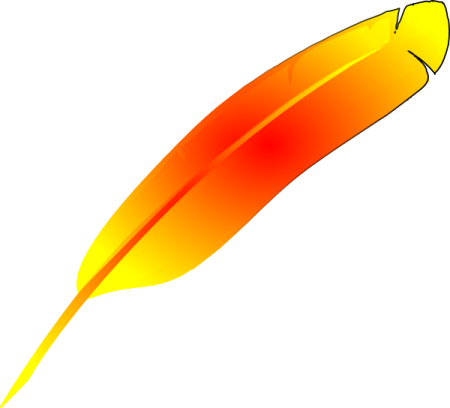 a yellow feather on a white background
