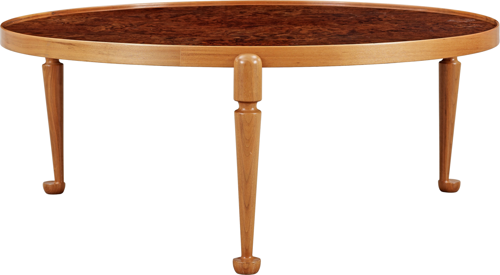 a round table with a wooden top and legs