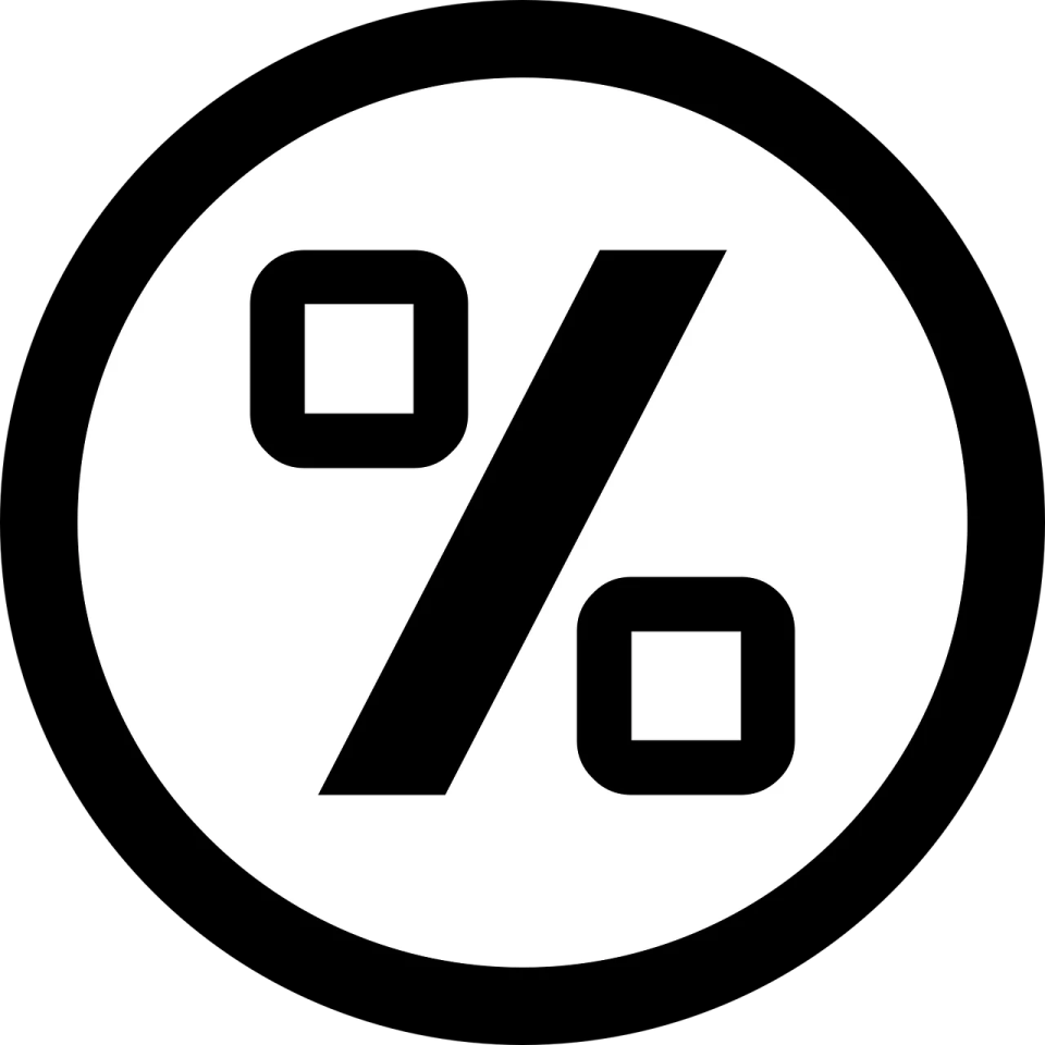 a black and white image of a percentage symbol
