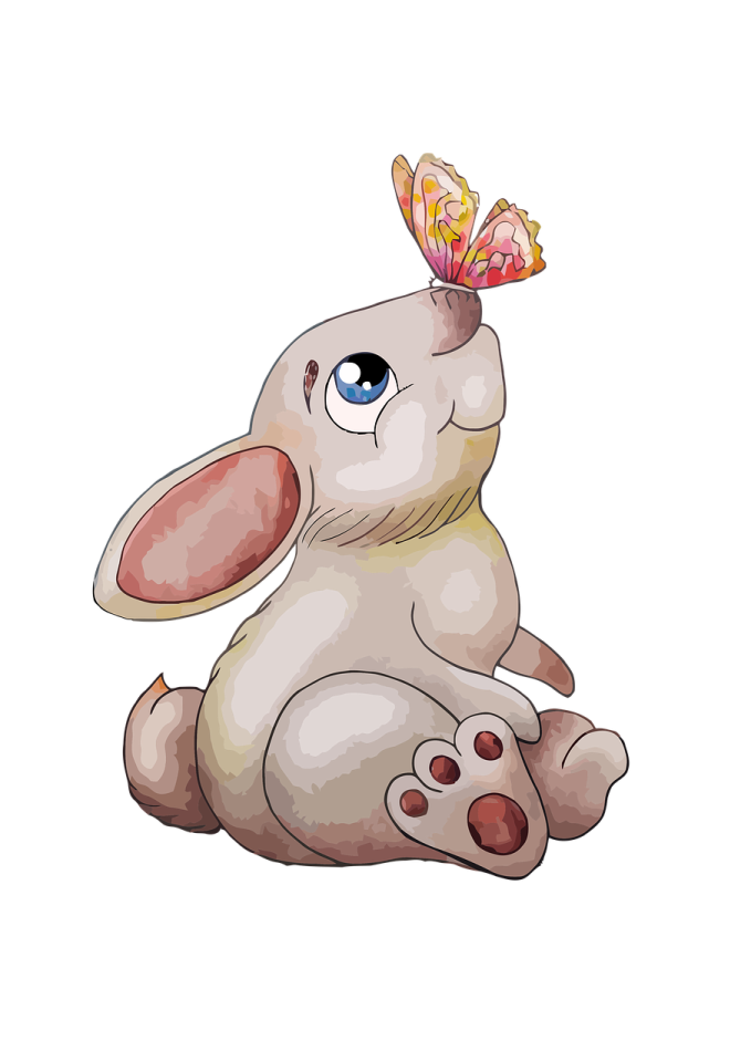 an illustration of a rabbit with a butterfly on its head
