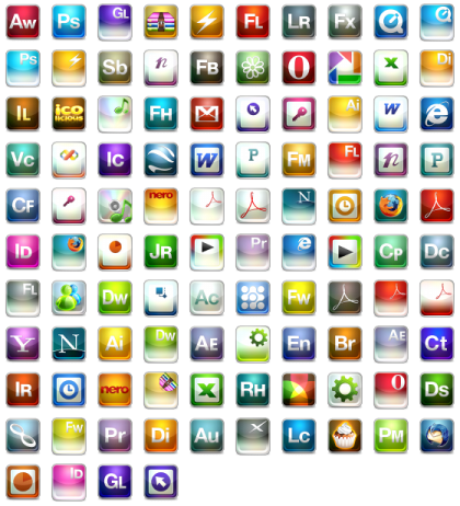 a bunch of different colored app icons