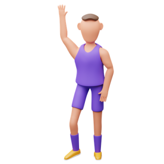 a person in purple shorts and yellow shoes