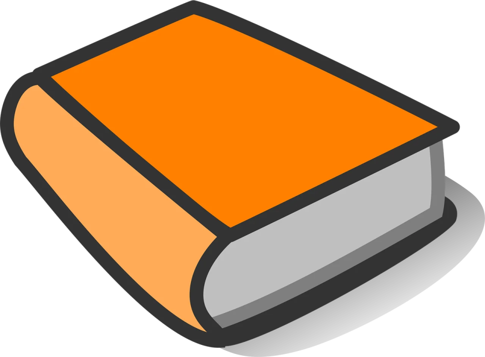 a book with an orange cover