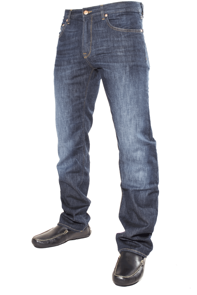 a man in jeans standing on a white background