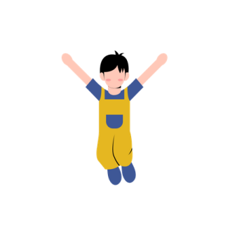 a person jumping in the air with their hands up