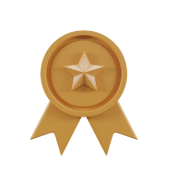 a gold medal with a star on it