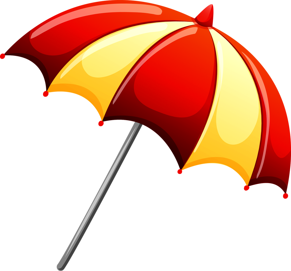 a red and yellow umbrella