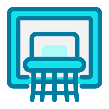 a blue and white icon of a computer
