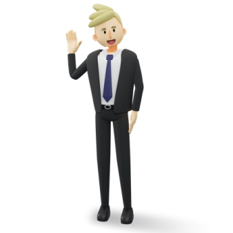 a man in a suit and tie with his hand up