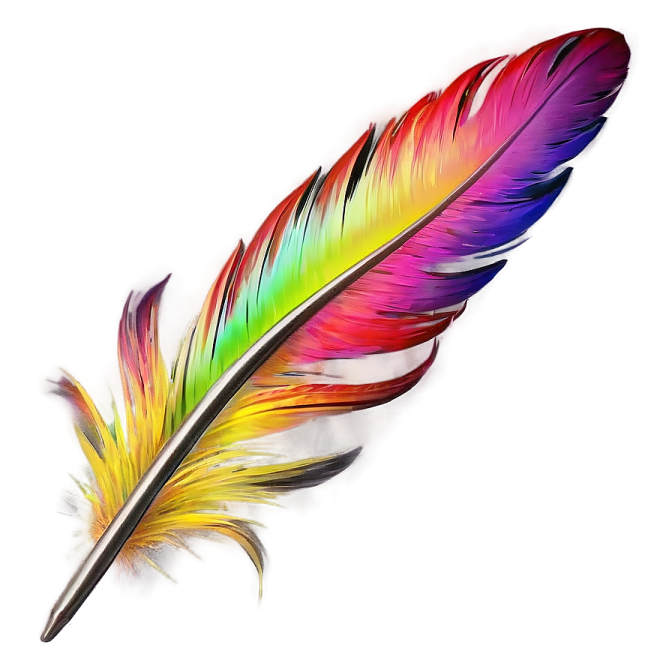 a colorful feather on a white background