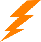 an orange lightning bolt on a white background