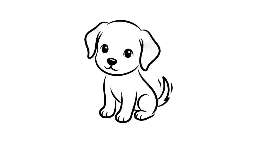 a black and white drawing of a dog