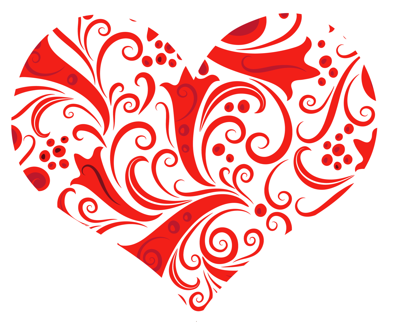 a red heart with swirls on it