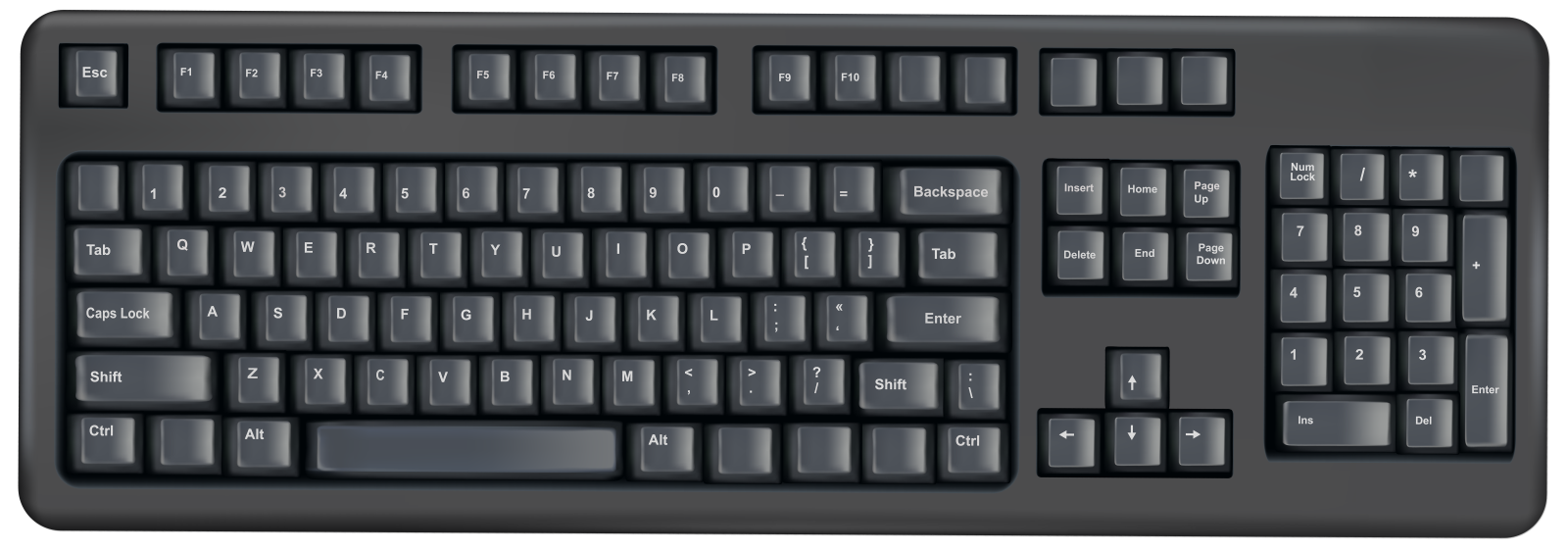 a computer keyboard on a white background