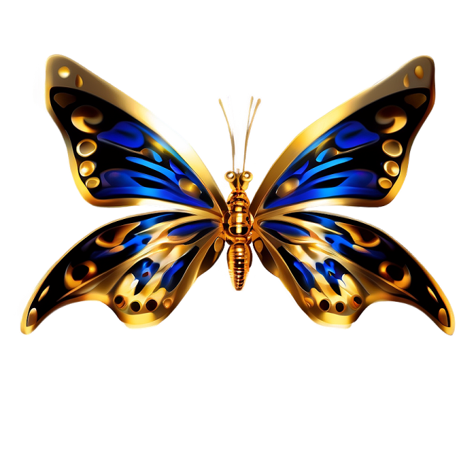 a blue and gold butterfly