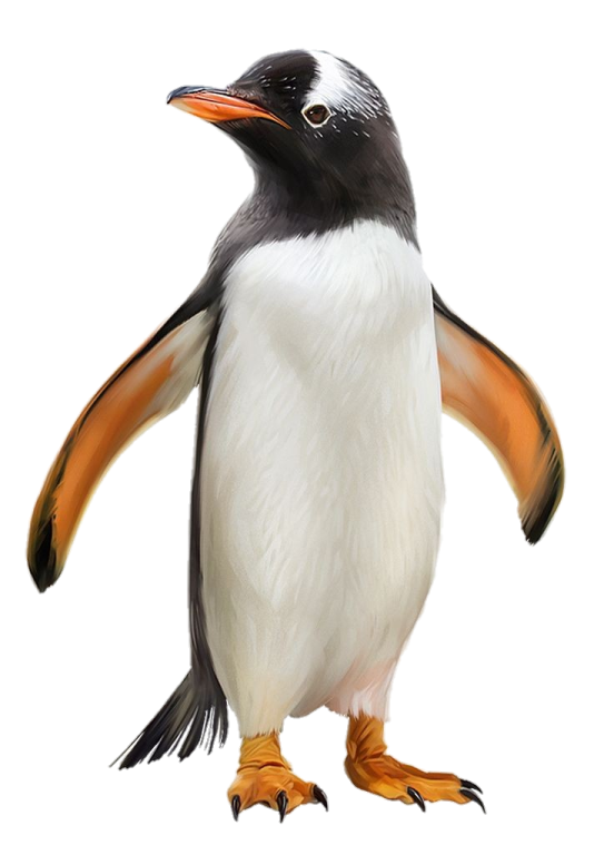 a painting of a penguin standing on its hinds