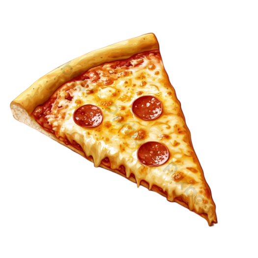 a slice of pizza on a white background