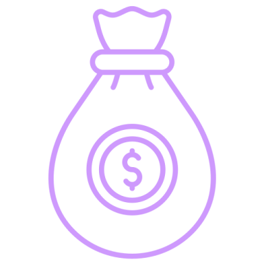 a money bag with a coin inside