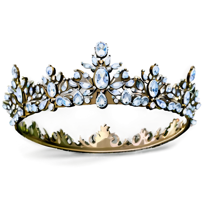 a gold tia with blue crystals and leaves