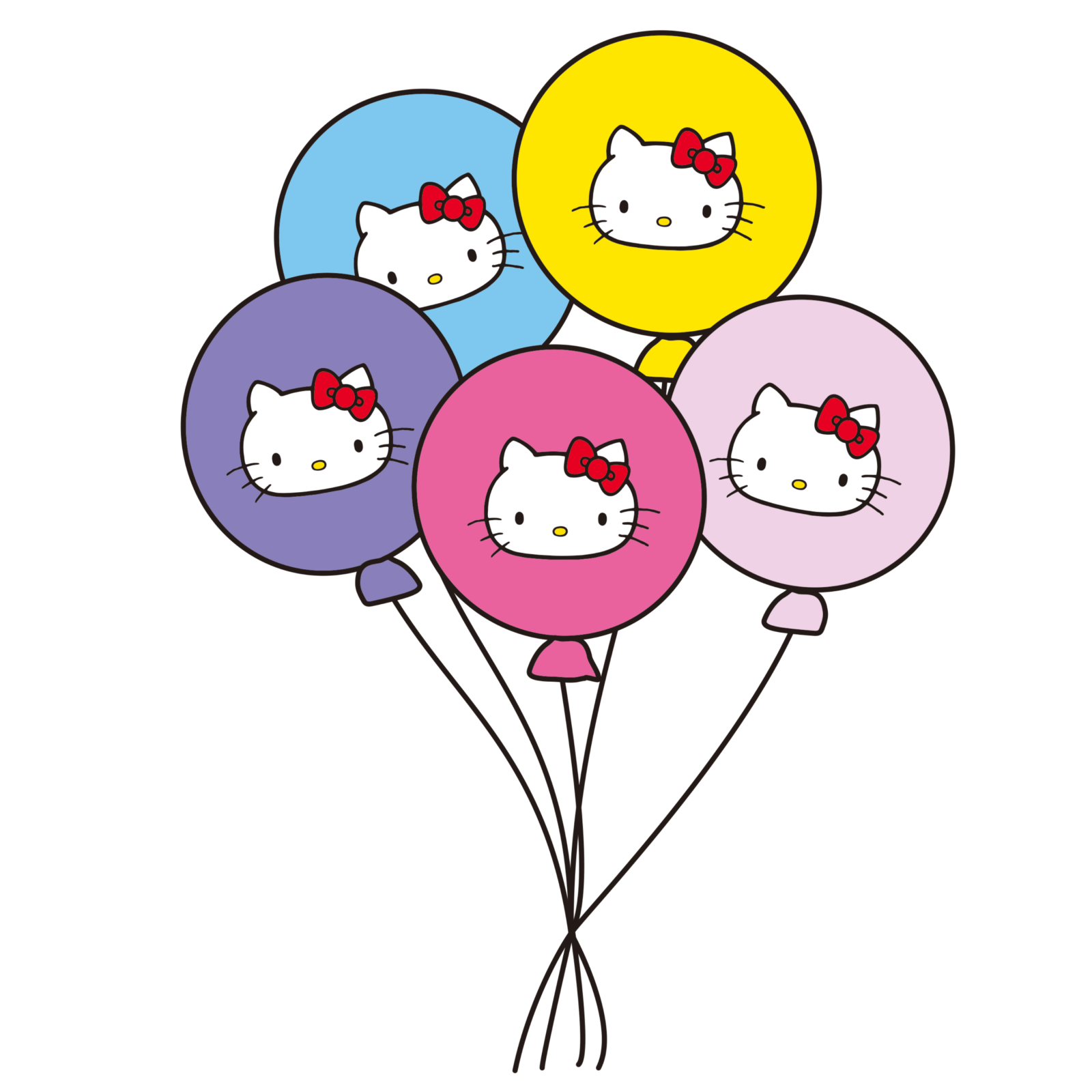 a bunch of hello kitty balloons