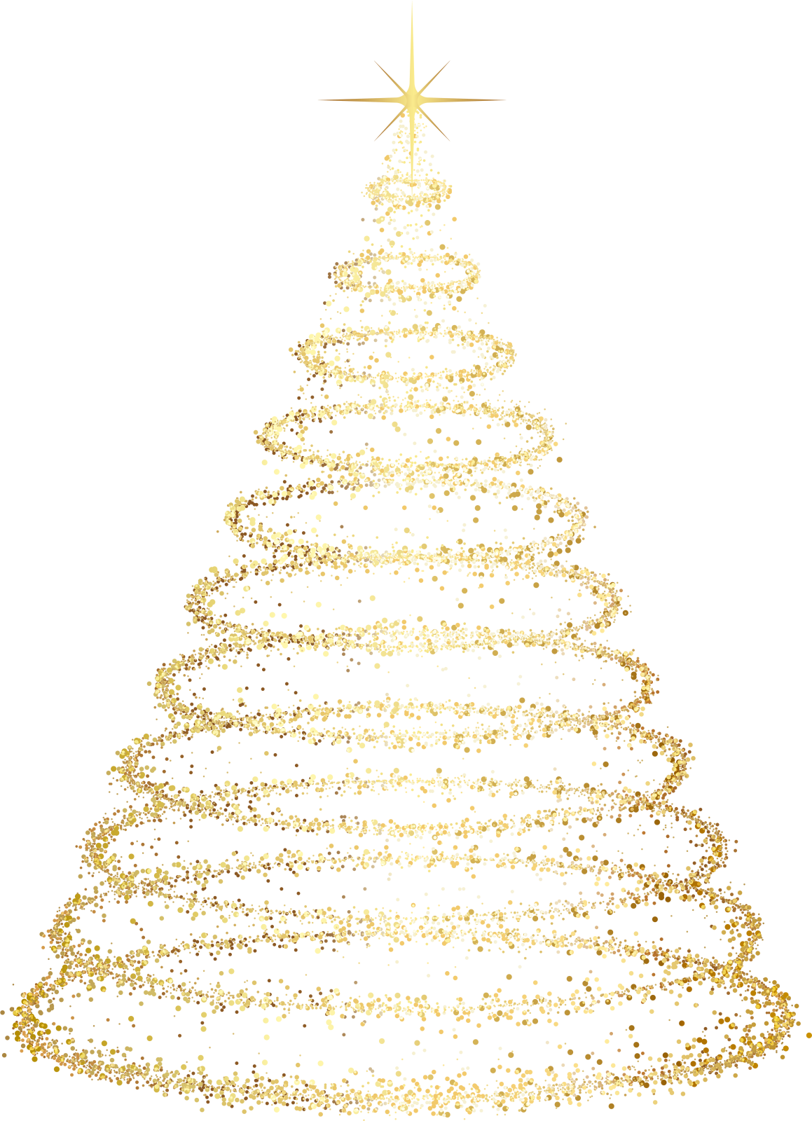 a gold christmas tree on a white background