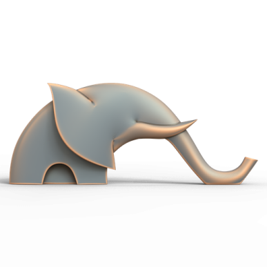 an elephant is standing on a white surface