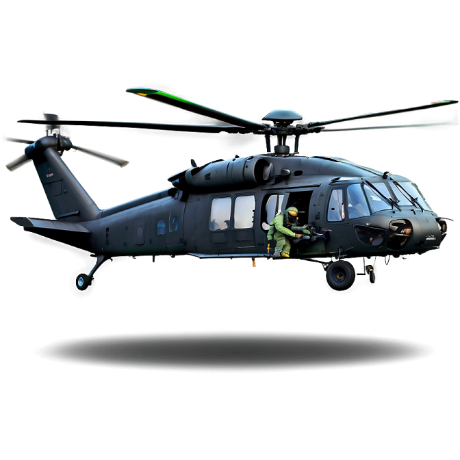a military helicopter flying through the air