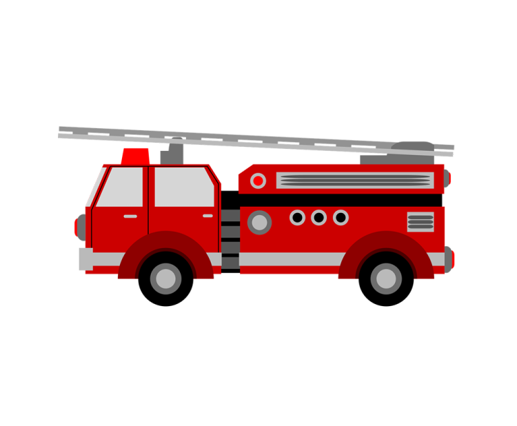 a red fire truck on a white background