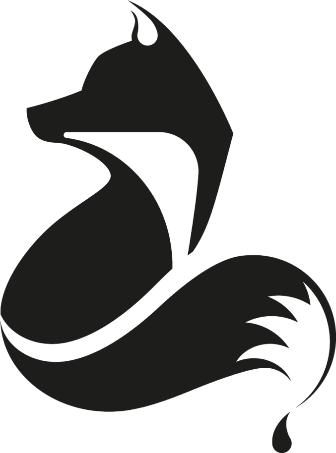 a black and white silhouette of a fox