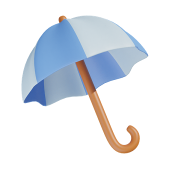 a blue and white umbrella on a white background