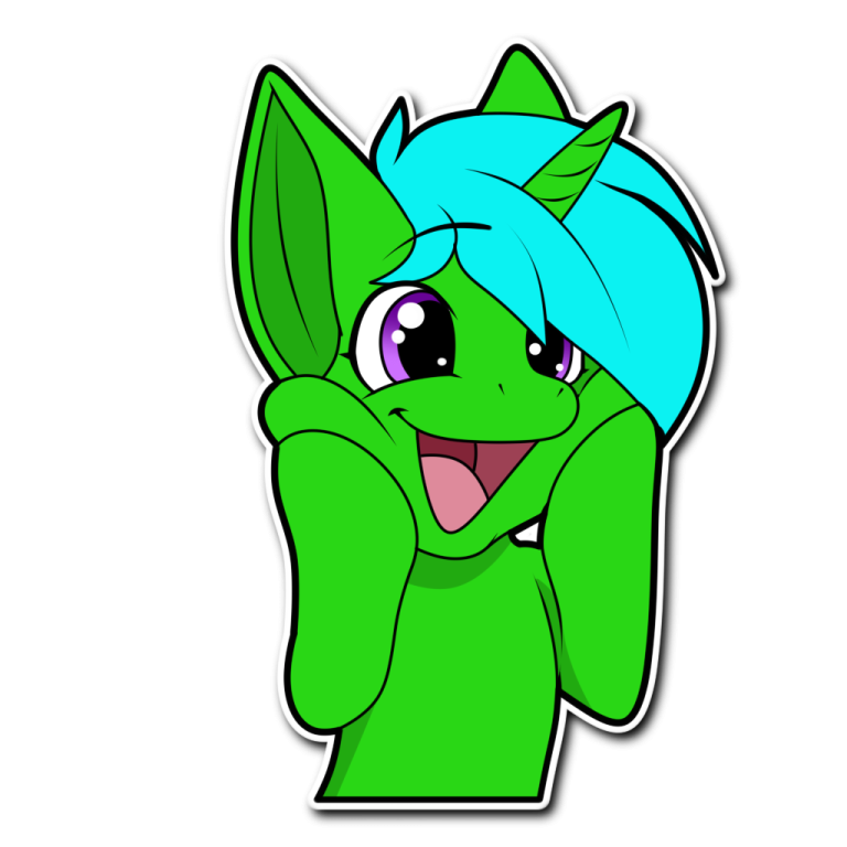 an image of a green pony with blue hair