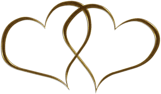 two gold hearts on a white background
