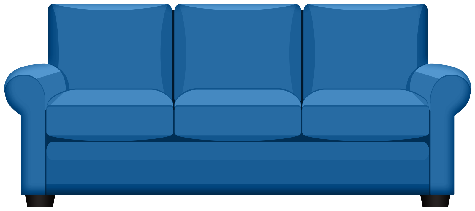 a blue couch on a white background