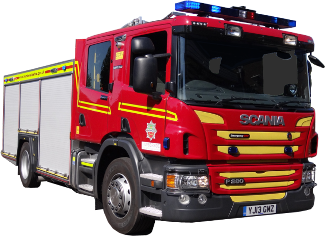 a red fire truck on a white background