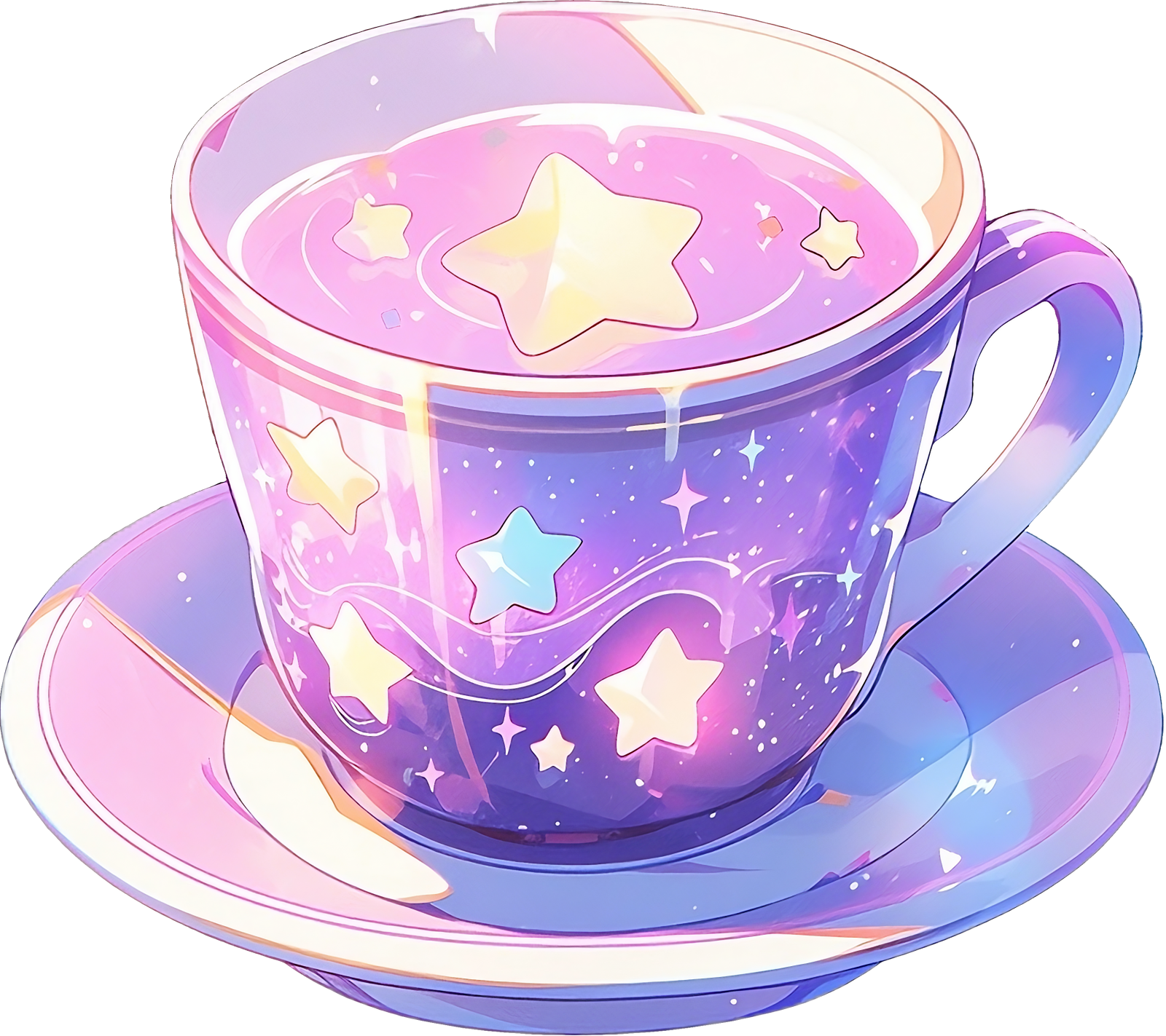 a cup of tea with stars on it